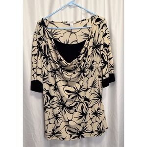 Dress Barn 3XL Womens Floral Blouse Draped Cowl Neckline